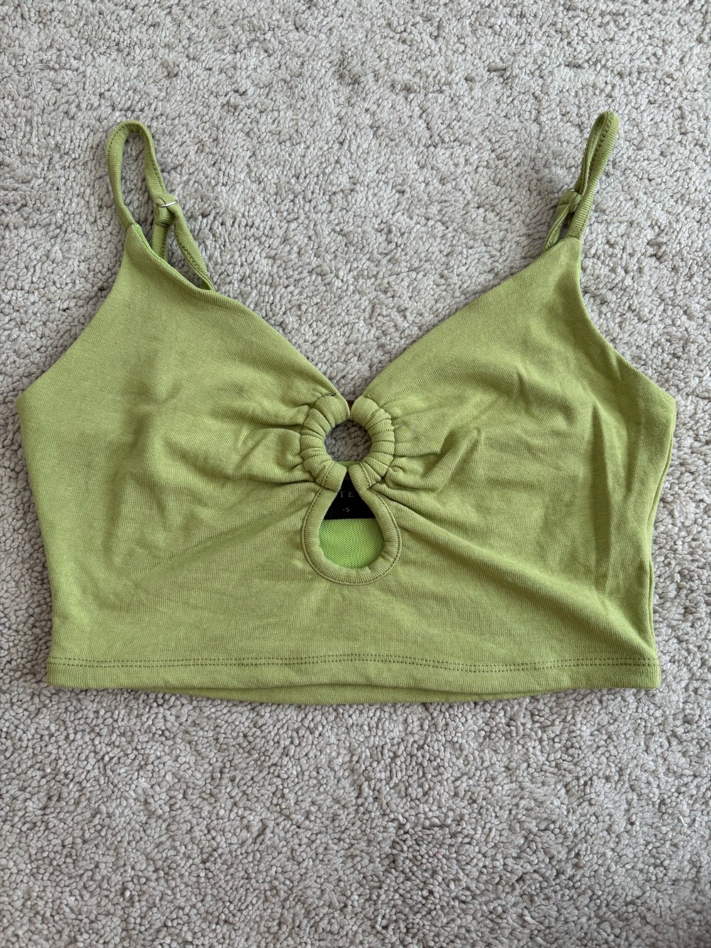 White Fox Boutique Lime Green Ring-Front Crop Top Small